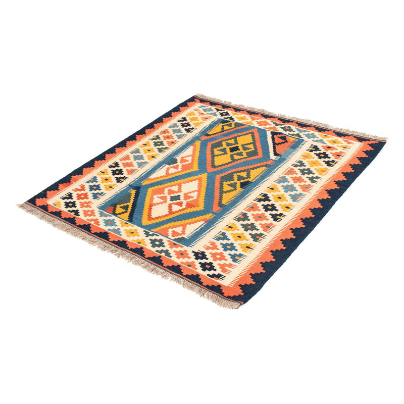 Tapis Kelim - Oriental carré  - 103 x 100 cm - bleu