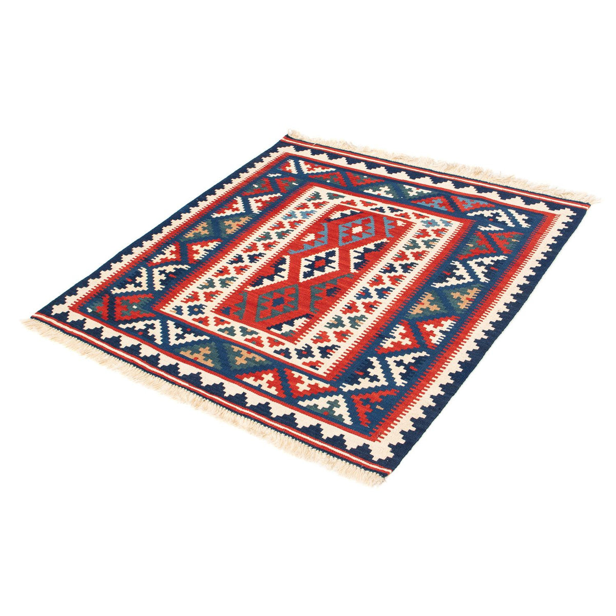Tapis Kelim - Oriental carré  - 98 x 93 cm - bleu foncé