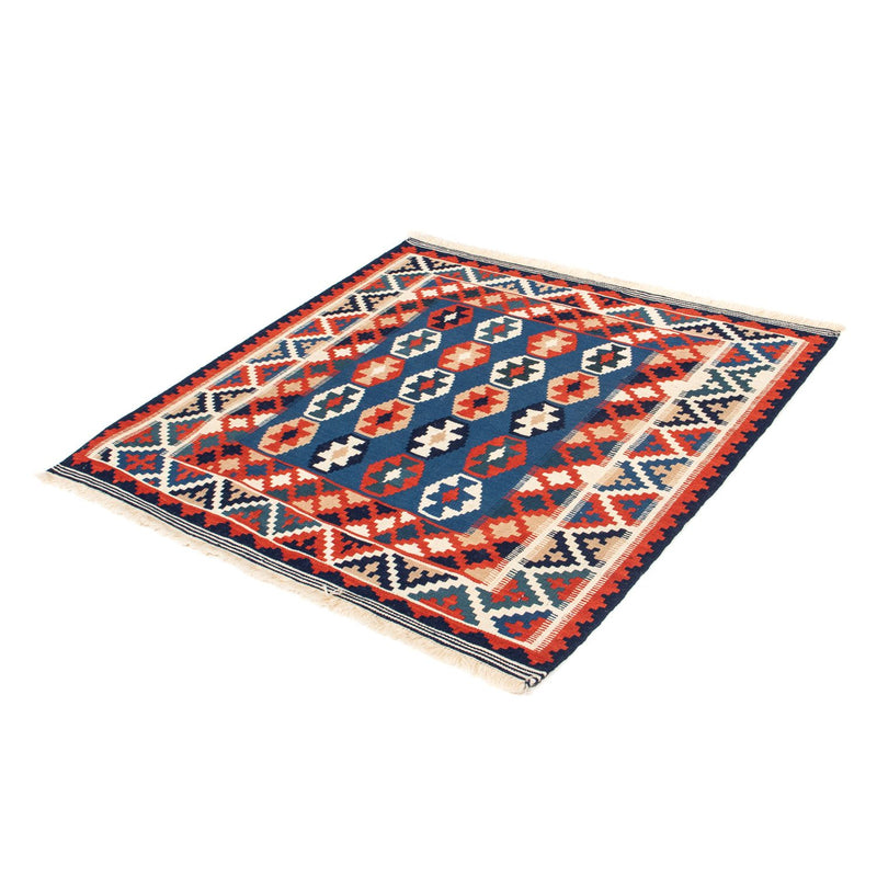 Tapis Kelim - Oriental carré  - 103 x 100 cm - bleu foncé