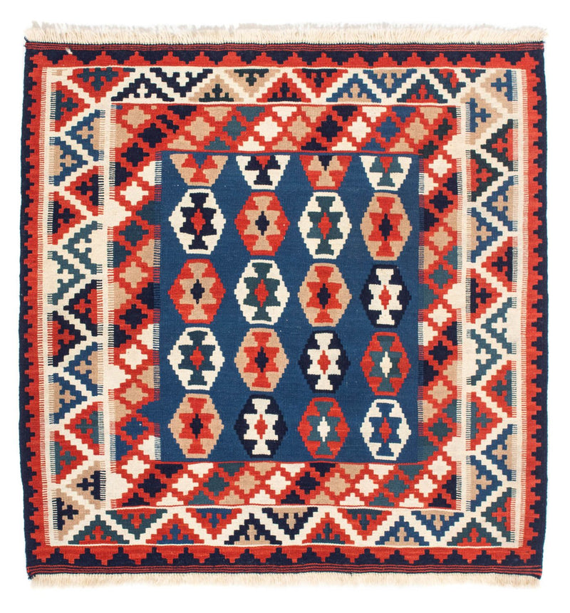 Tapis Kelim - Oriental carré  - 103 x 102 cm - bleu foncé