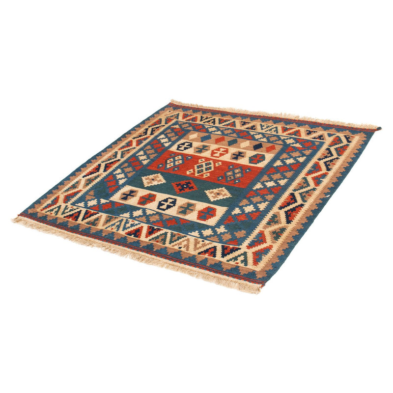 Tapis Kelim - Oriental carré  - 102 x 100 cm - bleu