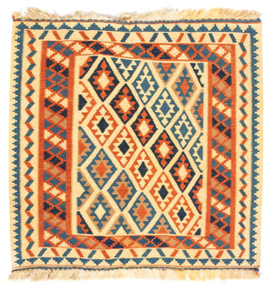 Tapis Kelim - Oriental carré  - 103 x 100 cm - beige