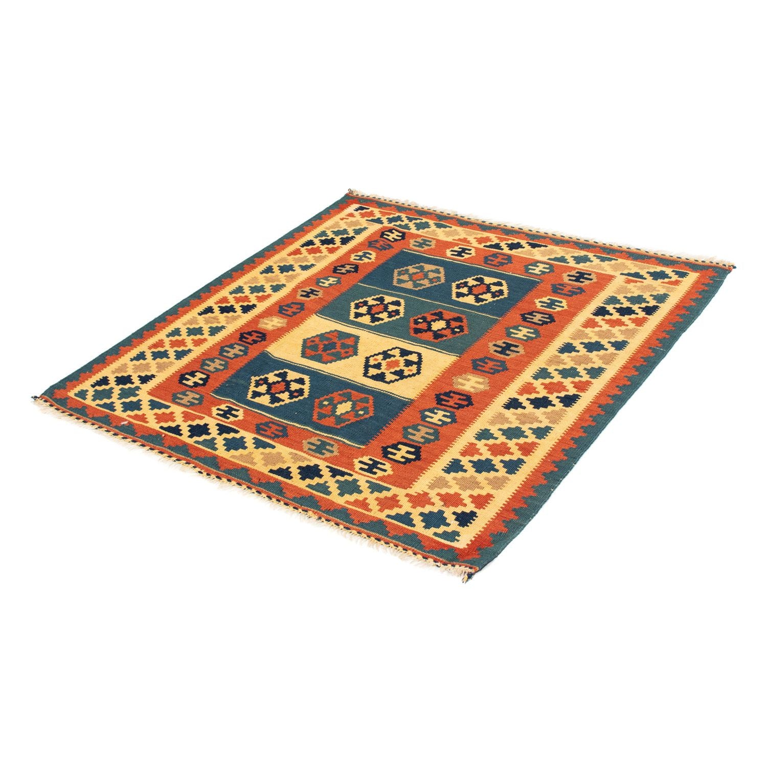 Tapis Kelim - Oriental carré  - 100 x 100 cm - multicolore
