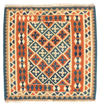 Tapis Kelim - Oriental carré  - 105 x 103 cm - orange