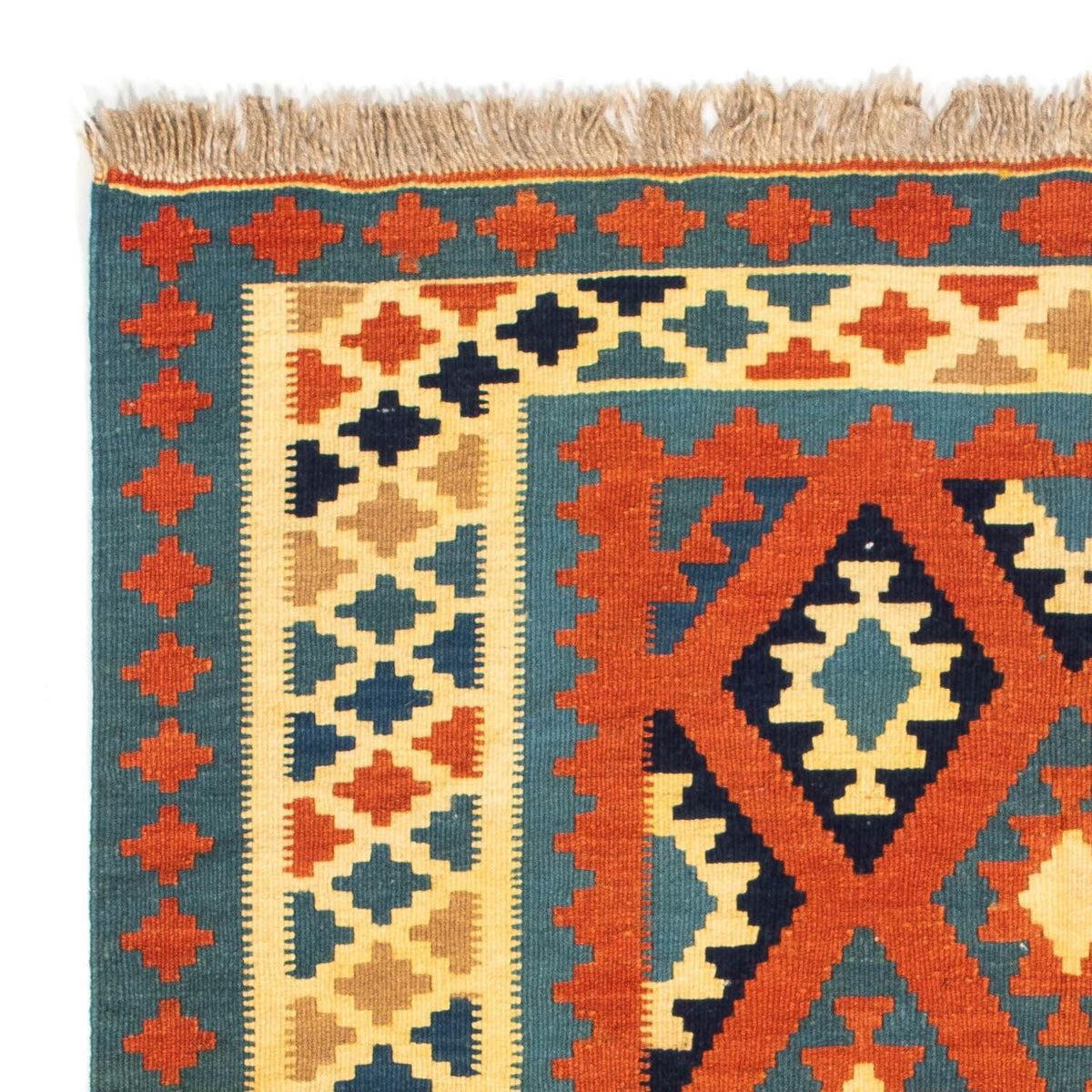 Tapis Kelim - Oriental carré  - 103 x 103 cm - rouille