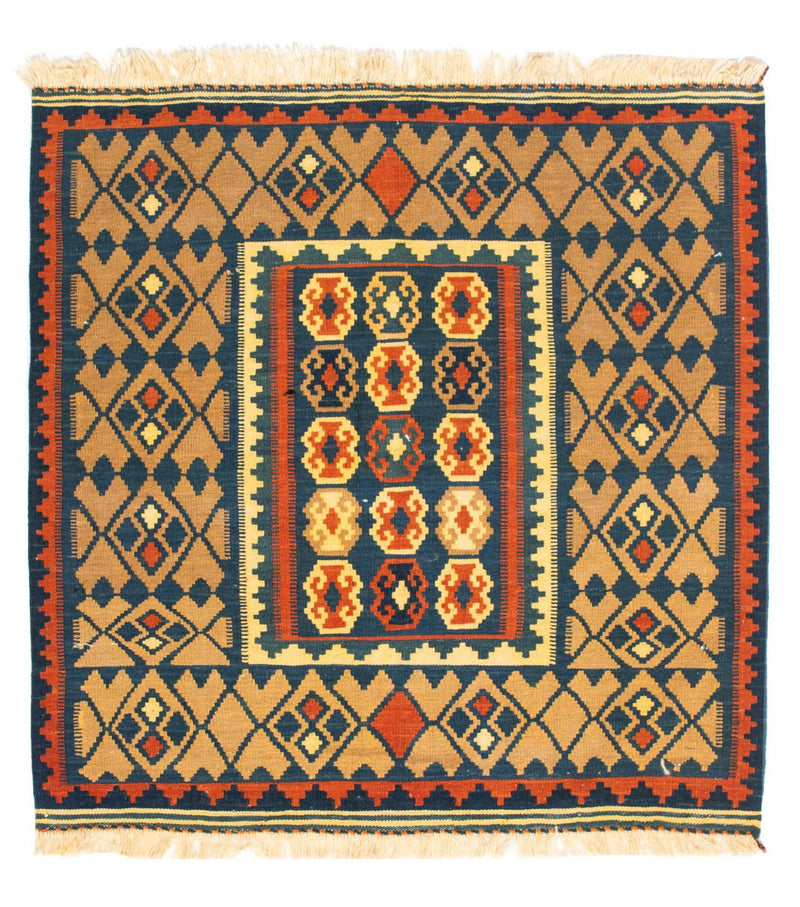 Tapis Kelim - Oriental carré  - 100 x 98 cm - bleu foncé