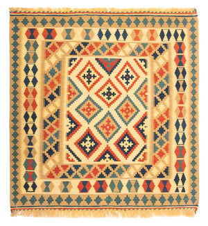 Tapis Kelim - Oriental carré  - 105 x 103 cm - multicolore