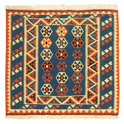 Tapis Kelim - Oriental carré  - 105 x 103 cm - bleu foncé