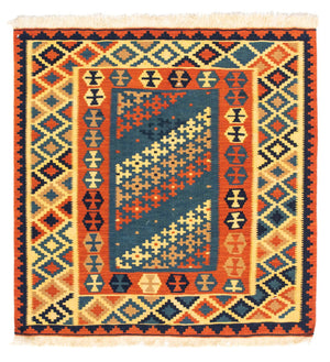 Tapis Kelim - Oriental carré  - 105 x 100 cm - multicolore