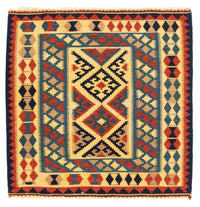 Tapis Kelim - Oriental carré  - 100 x 100 cm - bleu