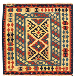 Tapis Kelim - Oriental carré  - 100 x 100 cm - bleu