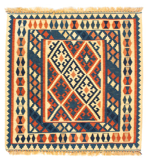 Tapis Kelim - Oriental carré  - 106 x 100 cm - multicolore