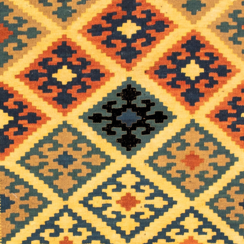 Tapis Kelim - Oriental carré  - 102 x 95 cm - jaune
