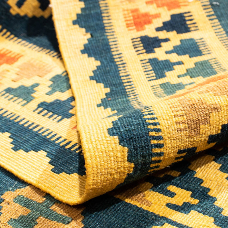 Tapis Kelim - Oriental carré  - 102 x 95 cm - jaune