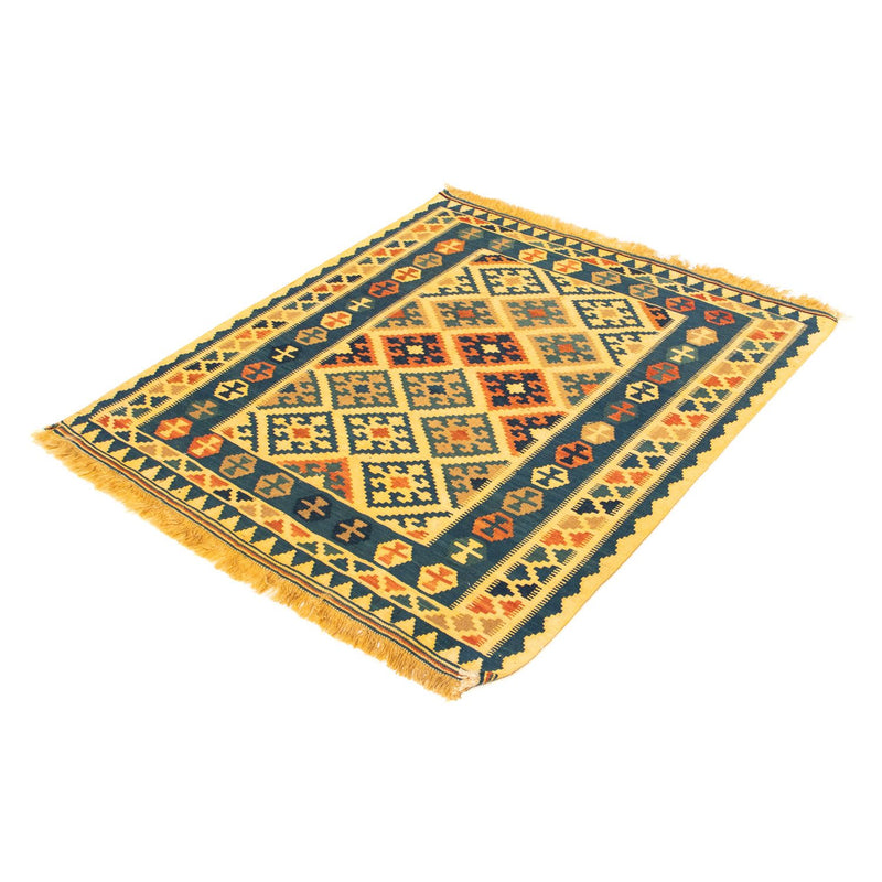 Tapis Kelim - Oriental carré  - 102 x 95 cm - jaune