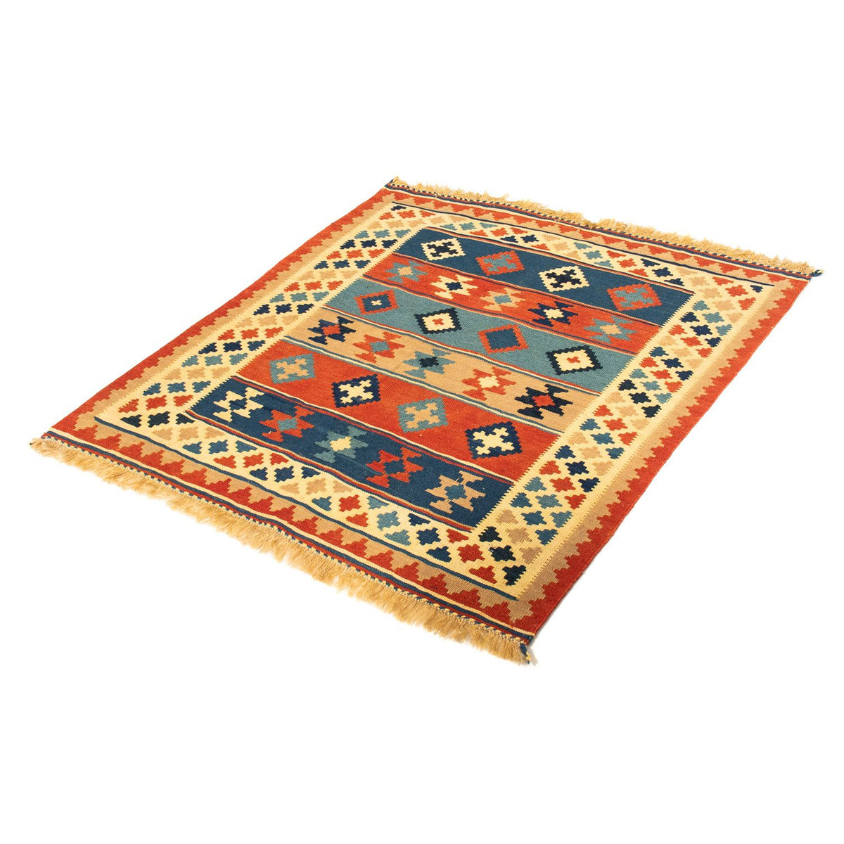 Tapis Kelim - Oriental carré  - 100 x 91 cm - multicolore