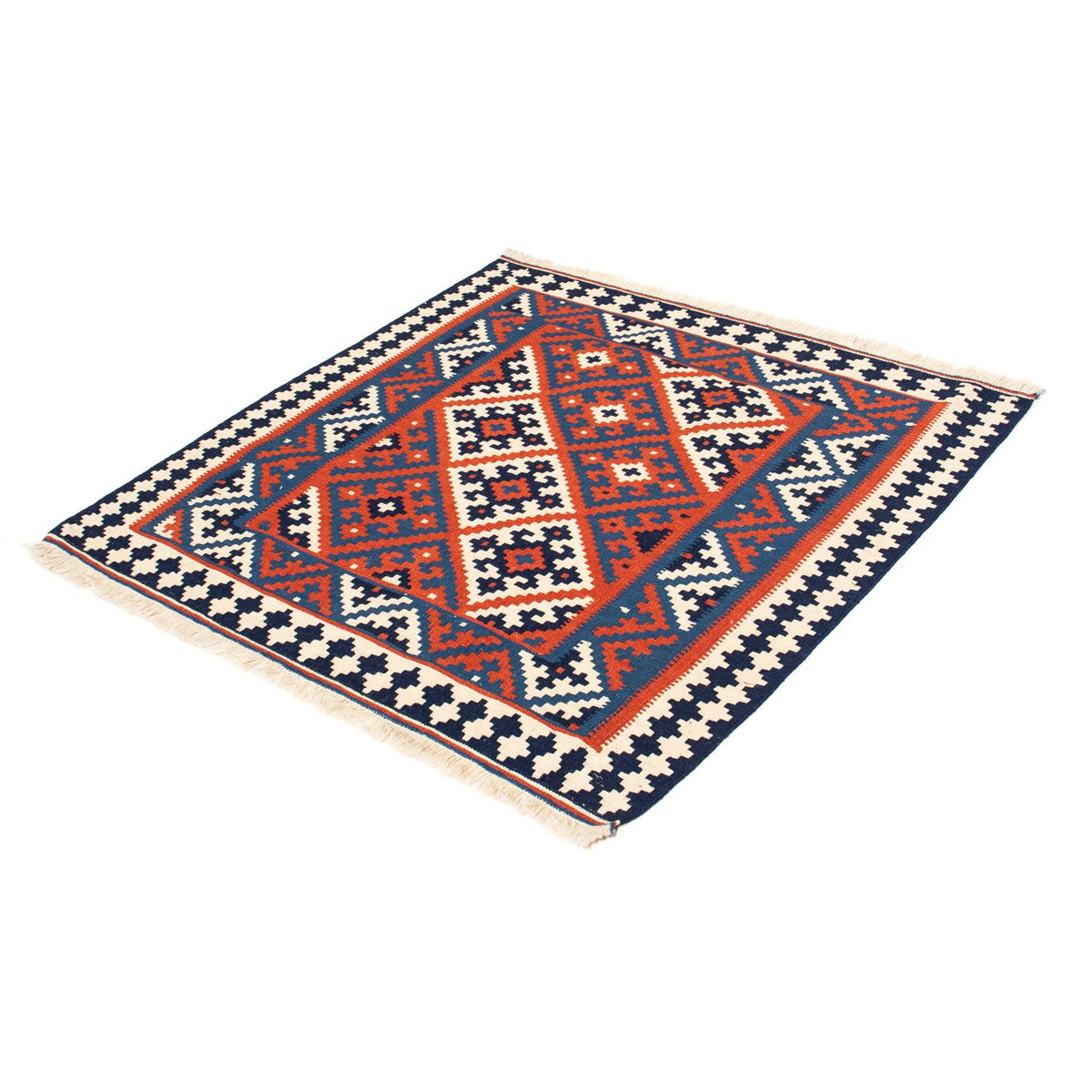 Tapis Kelim - Oriental carré  - 103 x 101 cm - rouge foncé