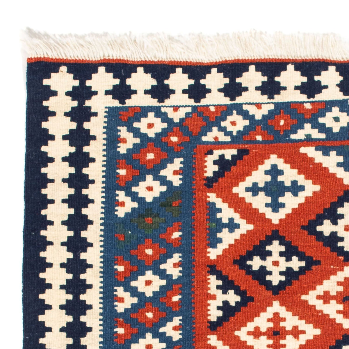 Tapis Kelim - Oriental carré  - 103 x 100 cm - bleu foncé