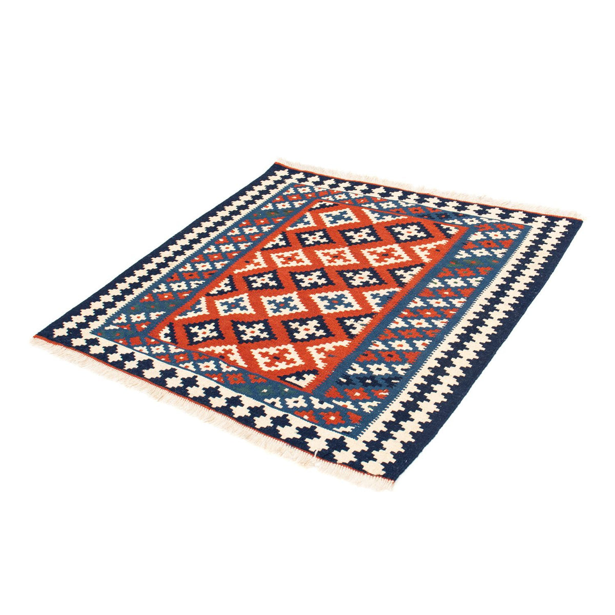 Tapis Kelim - Oriental carré  - 103 x 100 cm - bleu foncé