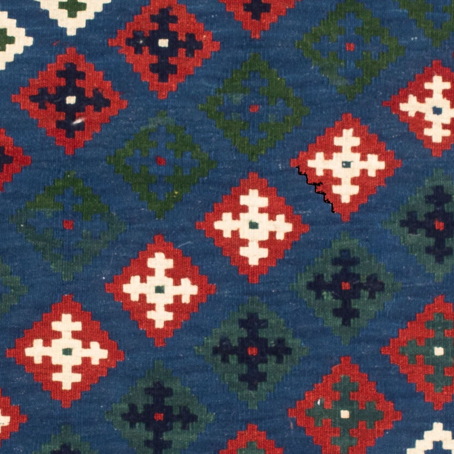 Tapis Kelim - Oriental carré  - 100 x 100 cm - bleu foncé