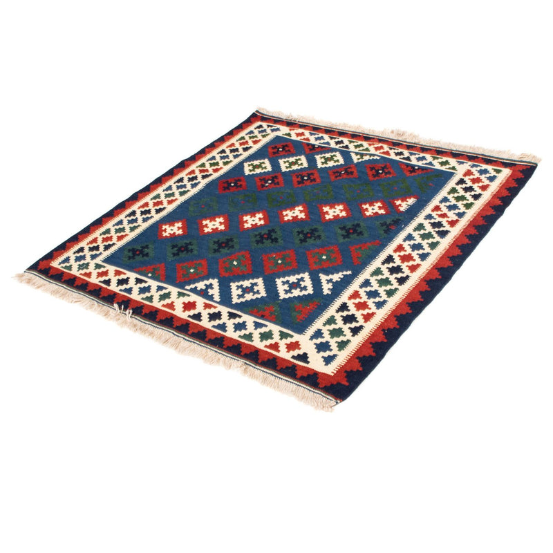 Tapis Kelim - Oriental carré  - 100 x 100 cm - bleu foncé