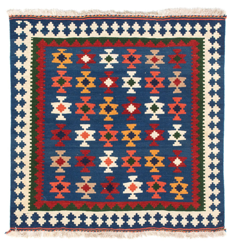 Tapis Kelim - Oriental carré  - 104 x 100 cm - bleu foncé