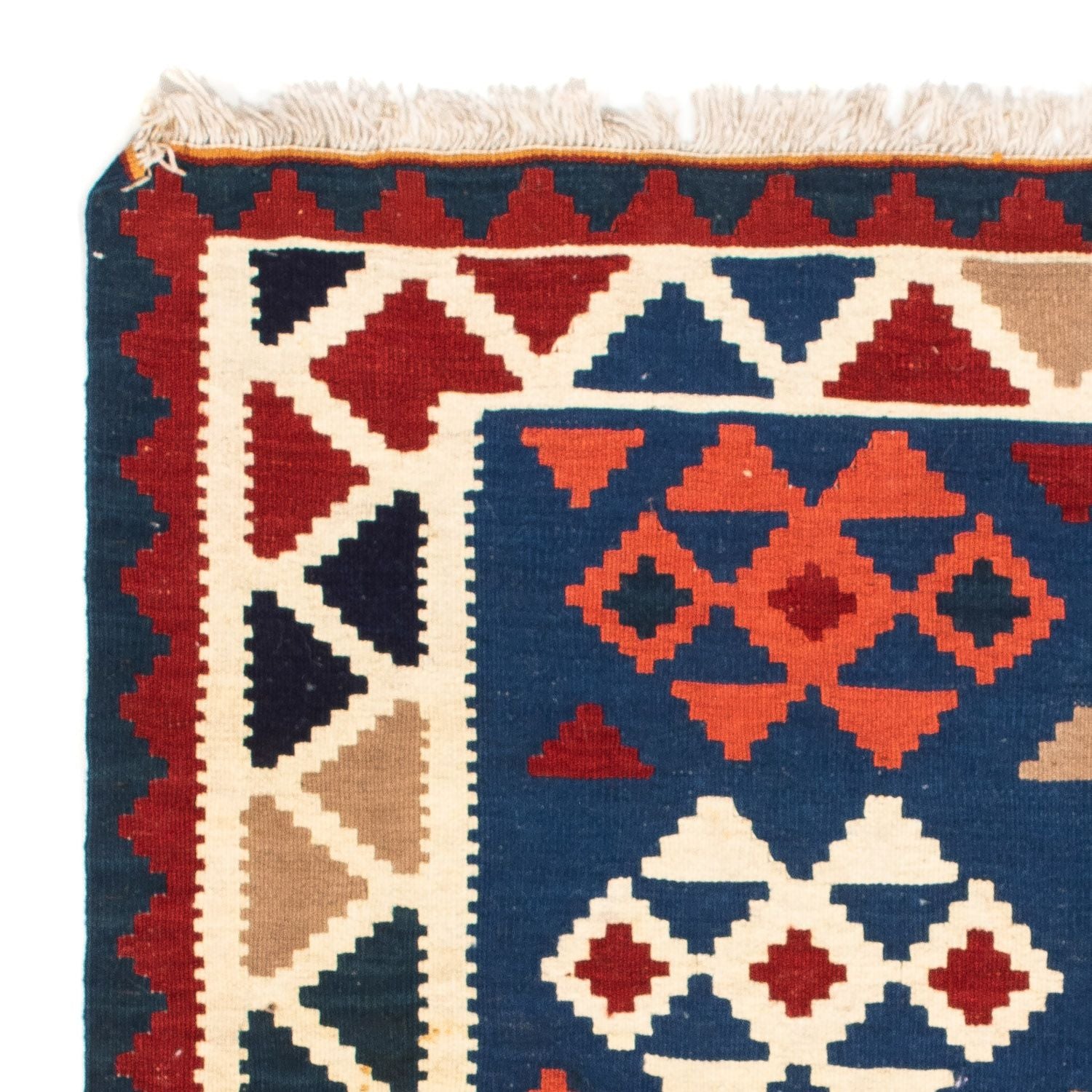 Tapis Kelim - Oriental carré  - 104 x 102 cm - bleu foncé