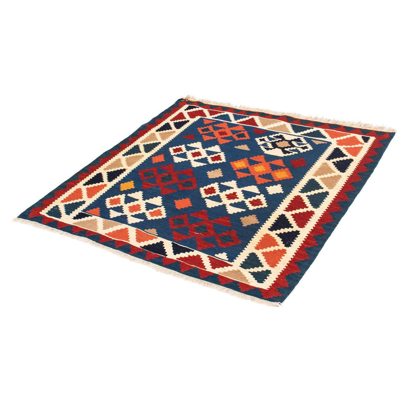 Tapis Kelim - Oriental carré  - 104 x 102 cm - bleu foncé