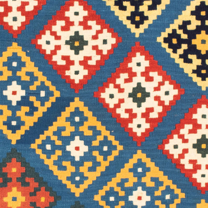 Tapis Kelim - Oriental carré  - 103 x 93 cm - bleu clair
