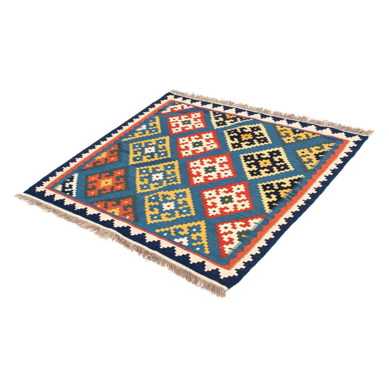 Tapis Kelim - Oriental carré  - 103 x 93 cm - bleu clair