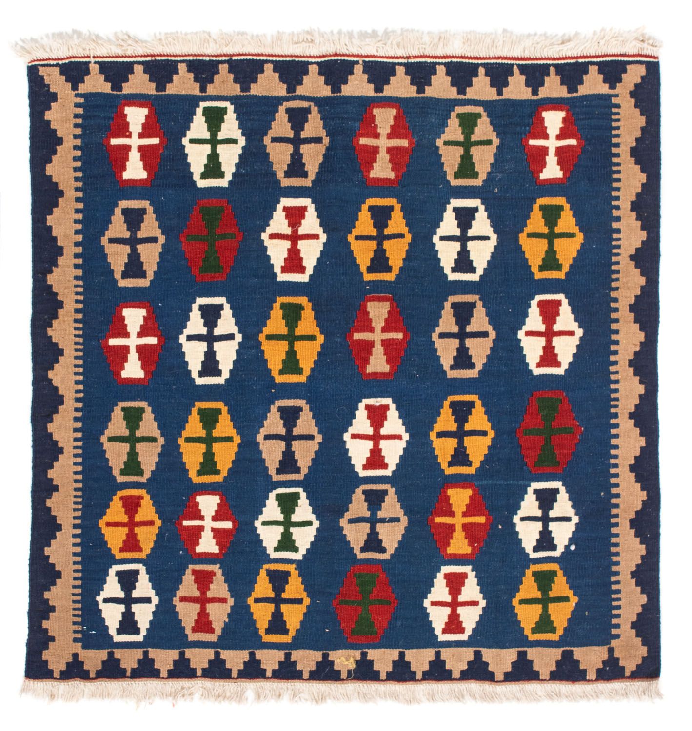Tapis Kelim - Oriental carré  - 96 x 96 cm - bleu foncé