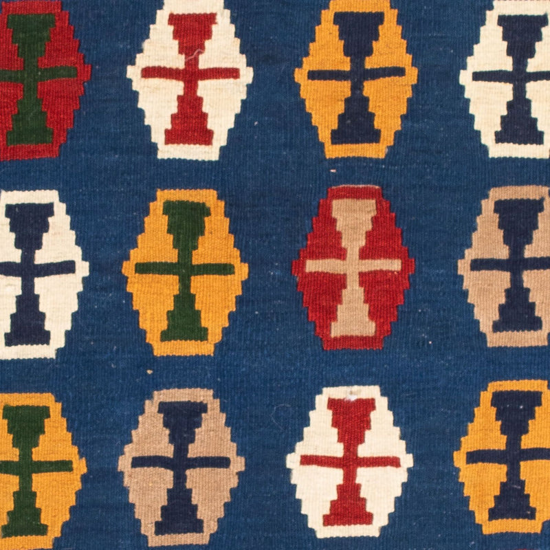 Tapis Kelim - Oriental carré  - 96 x 96 cm - bleu foncé