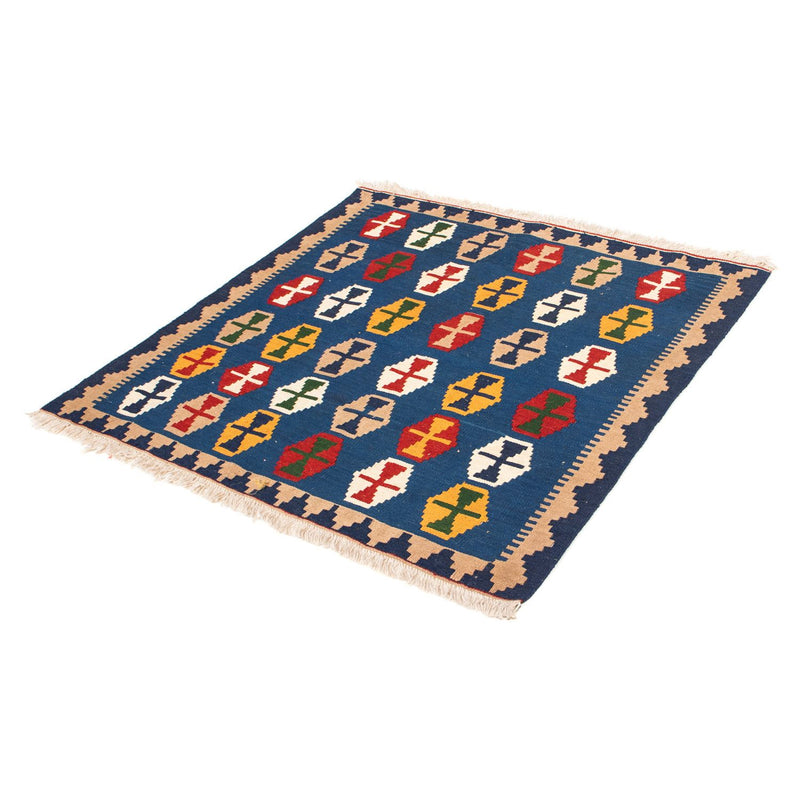 Tapis Kelim - Oriental carré  - 96 x 96 cm - bleu foncé