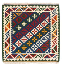 Tapis Kelim - Oriental carré  - 104 x 102 cm - bleu foncé