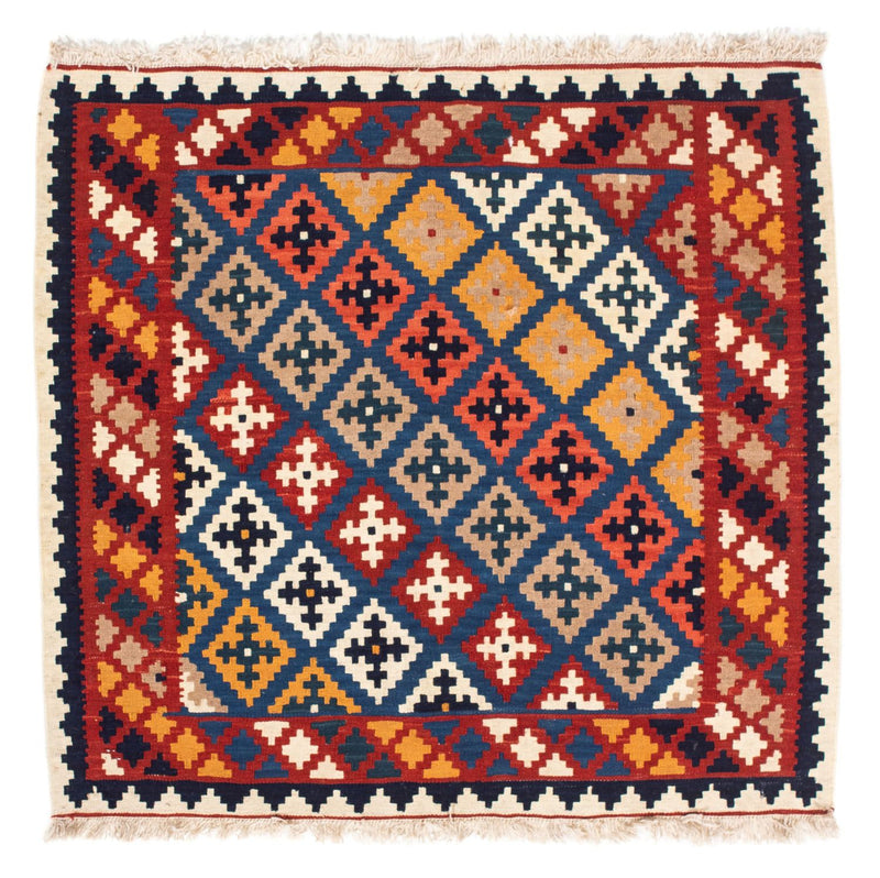 Tapis Kelim - Oriental carré  - 103 x 97 cm - bleu foncé