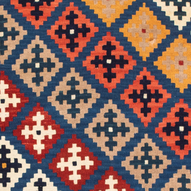 Tapis Kelim - Oriental carré  - 103 x 97 cm - bleu foncé