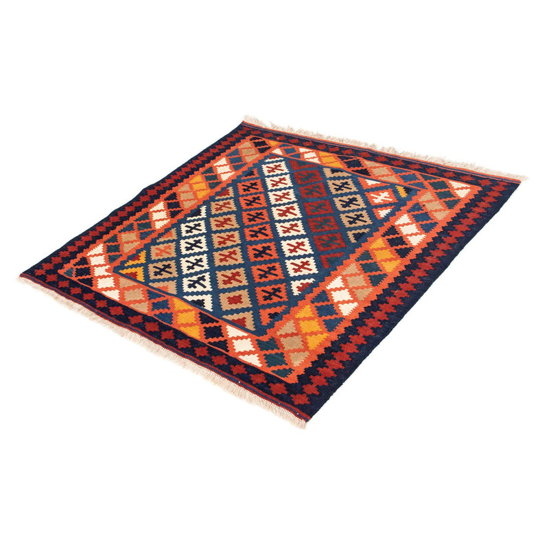Tapis Kelim - Oriental carré  - 104 x 100 cm - bleu foncé