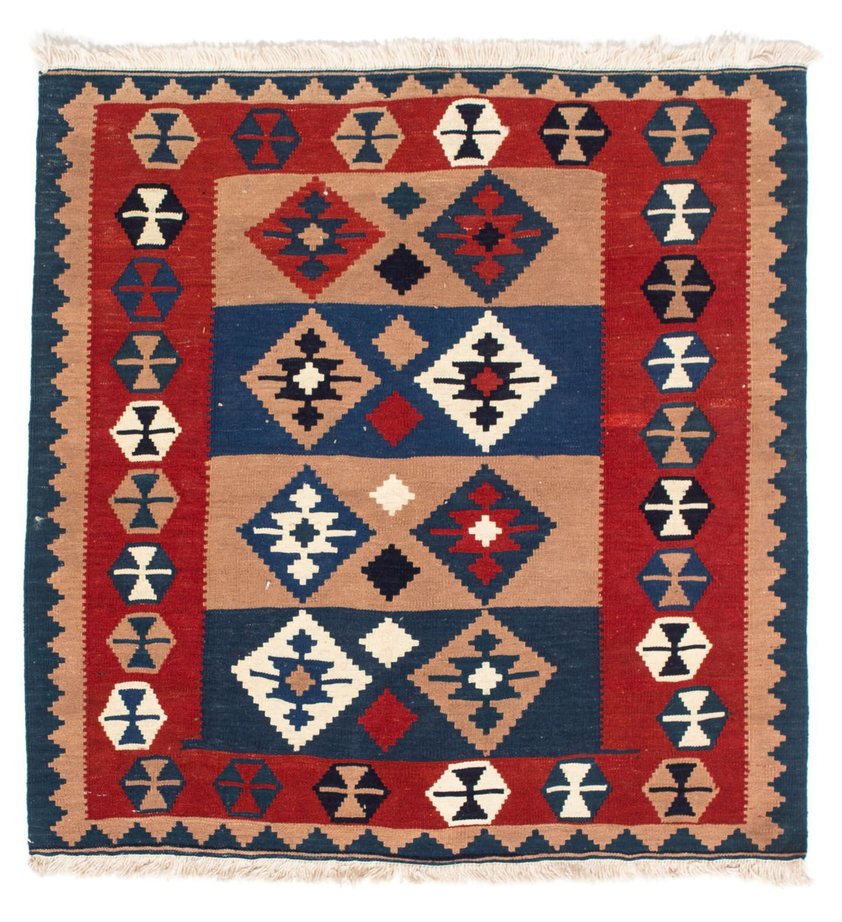 Tapis Kelim - Oriental carré  - 100 x 97 cm - multicolore