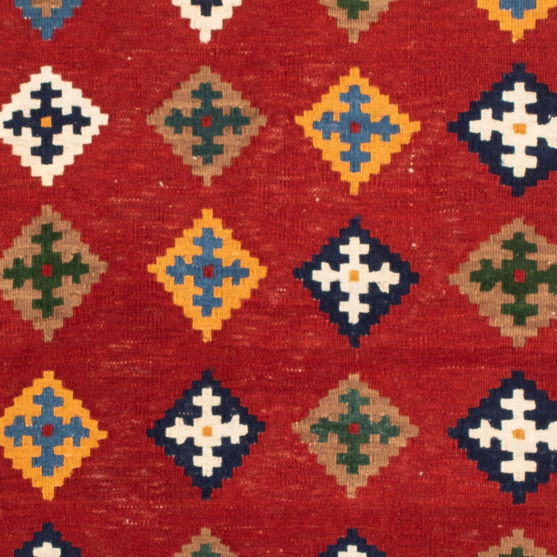 Tapis Kelim - Oriental carré  - 104 x 101 cm - rouge foncé
