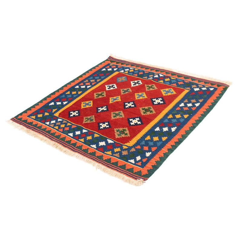 Tapis Kelim - Oriental carré  - 104 x 101 cm - rouge foncé