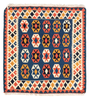 Tapis Kelim - Oriental carré  - 103 x 100 cm - bleu foncé