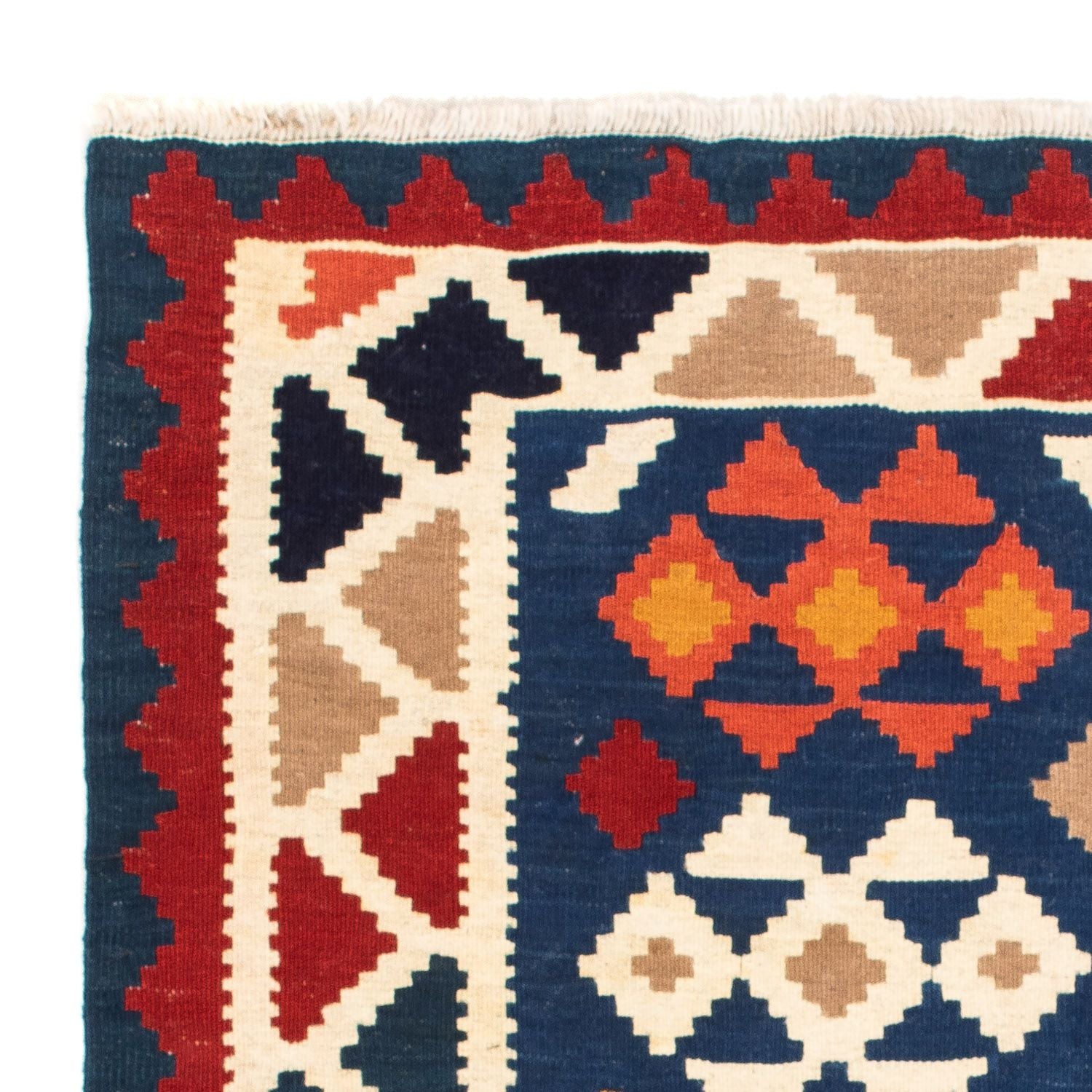 Tapis Kelim - Oriental carré  - 103 x 100 cm - bleu foncé