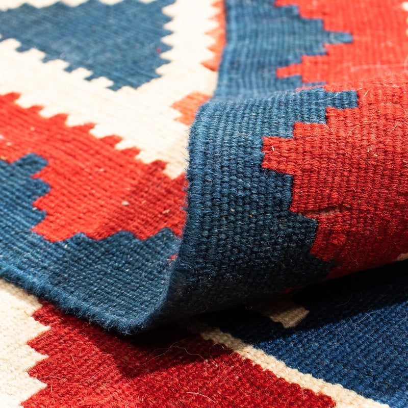 Tapis Kelim - Oriental carré  - 103 x 100 cm - bleu foncé