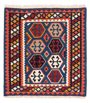 Tapis Kelim - Oriental carré  - 102 x 100 cm - bleu