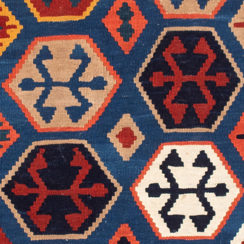 Tapis Kelim - Oriental carré  - 102 x 100 cm - bleu