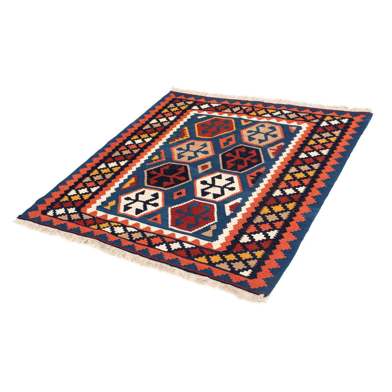 Tapis Kelim - Oriental carré  - 102 x 100 cm - bleu