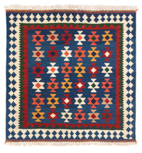 Tapis Kelim - Oriental carré  - 103 x 100 cm - bleu foncé