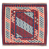 Tapis Kelim - Oriental carré  - 100 x 95 cm - bleu foncé