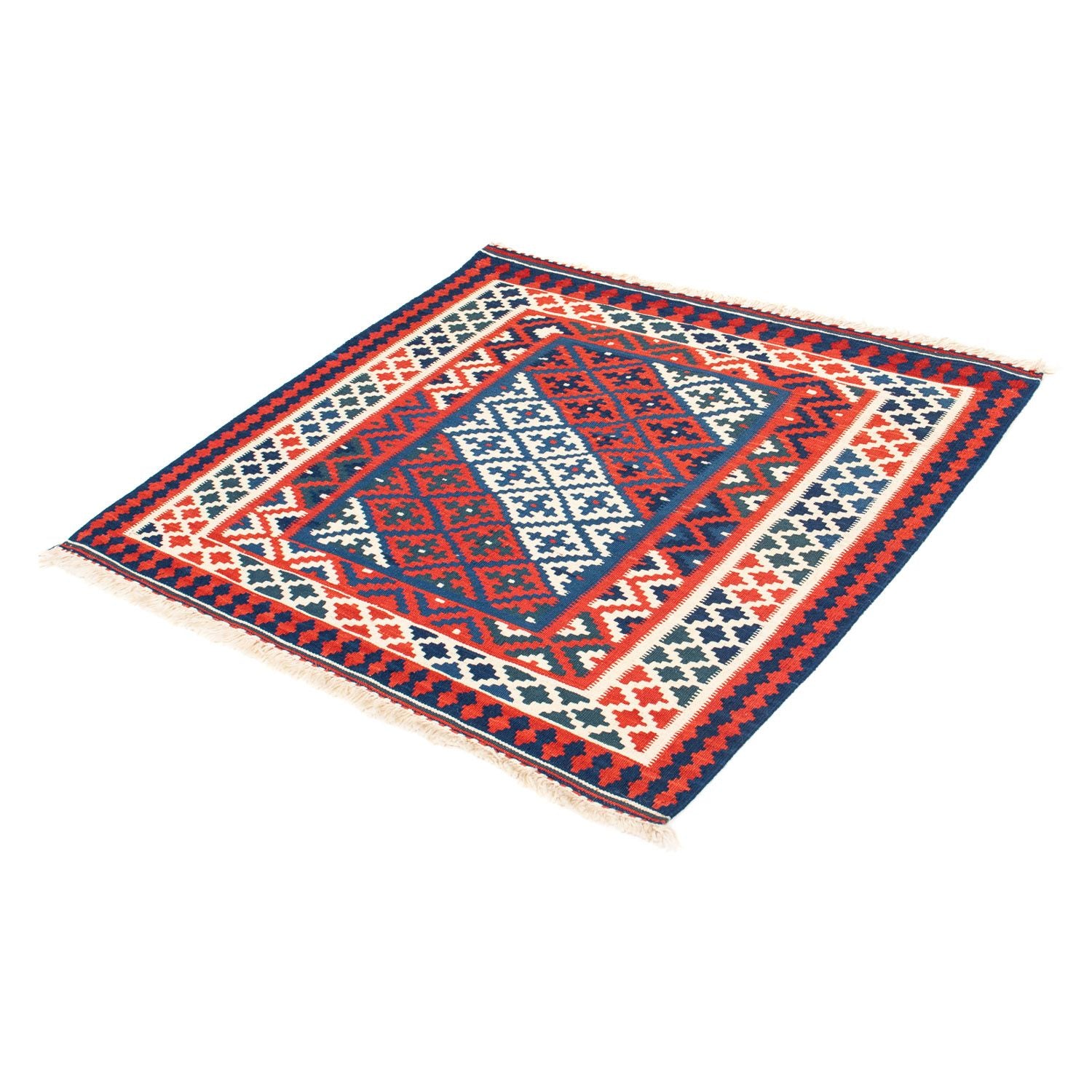 Tapis Kelim - Oriental carré  - 100 x 95 cm - bleu foncé