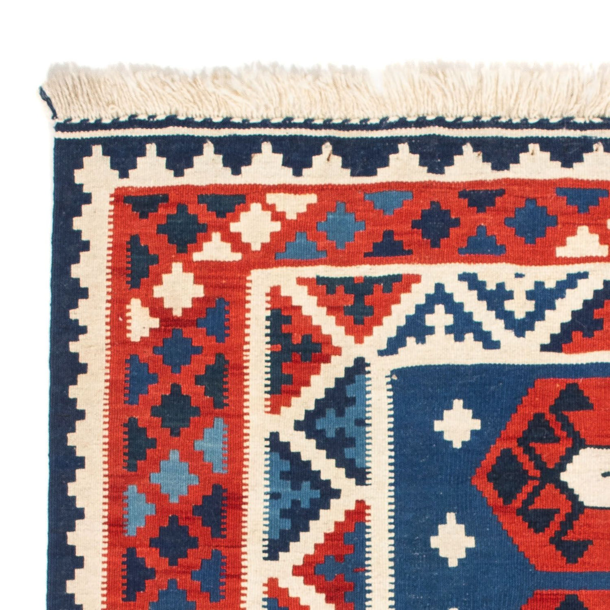 Tapis Kelim - Oriental carré  - 105 x 104 cm - bleu foncé